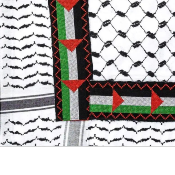 Keffieh palestinien original noir et blanc (ARAFAT) brodé 
